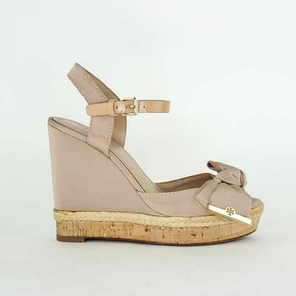 Tory Burch Womens Penny Bow Platform Wedge Sandals - Picture 1 of 5